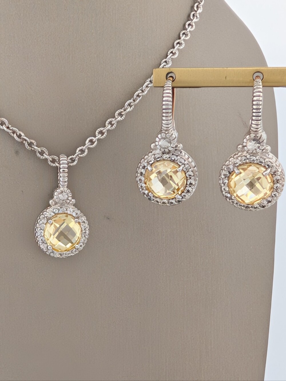 NWT Sterling & 18k Judith Ripka Canary Crystal & White Sapphire Set